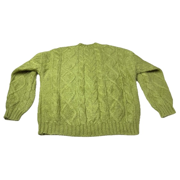 Vintage 1980s Limited Express Green Mohair Cable Knit Sweater Medium 3h - Picture 3 of 7